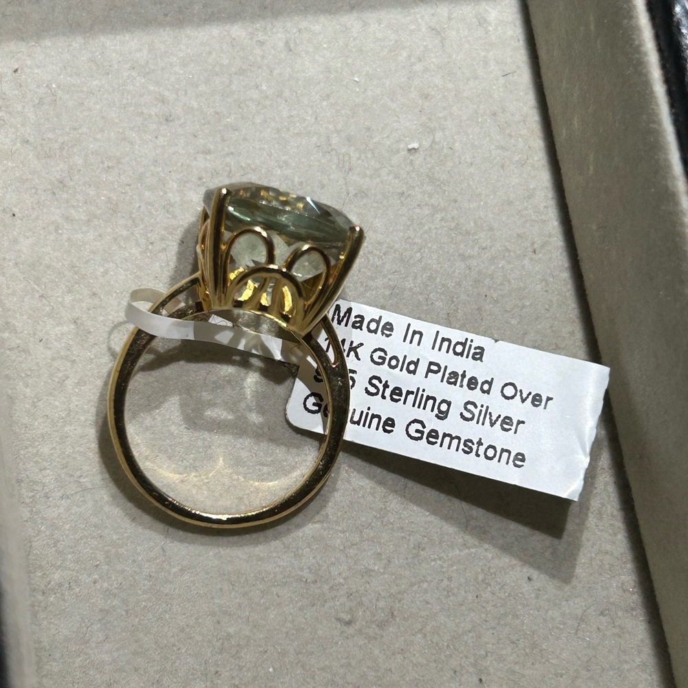 NWT 14k plated over sterling silver green Amethyst ring size 8 - Picture 5 of 9